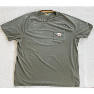 Carhartt Mens 2XL Short Sleeve Pocket T-Shirt Olive Green Force Cotton Blend